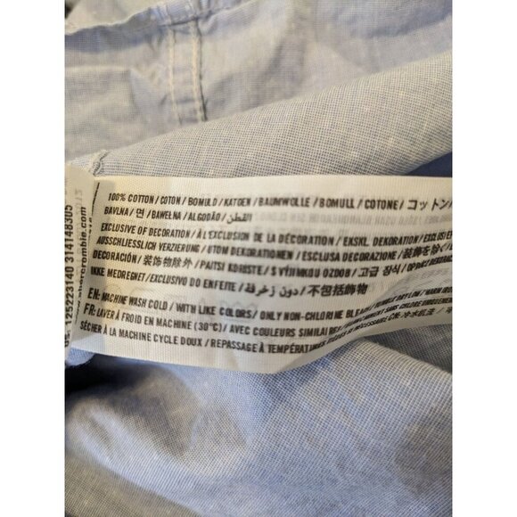 Abercrombie & Fitch Muscle Button Down Shirt Mens XL Blue Polka Dot Long Sleeve - Picture 5 of 5
